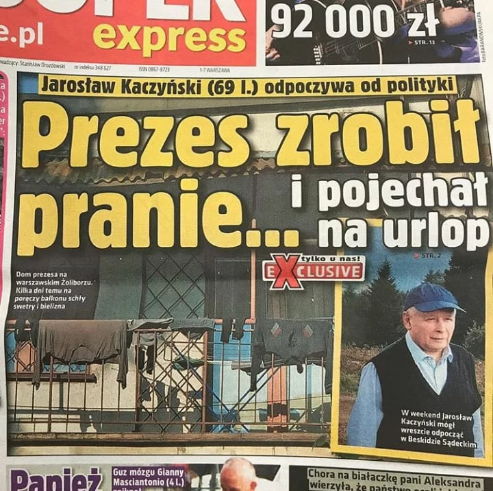 Pranie Kaczyńskiego na okładce "Super Expressu" Pranie Kaczyńskiego na okładce "Super Expressu"