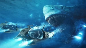 Jason Statham kontra olbrzymi rekin. Kadr z "The Meg"