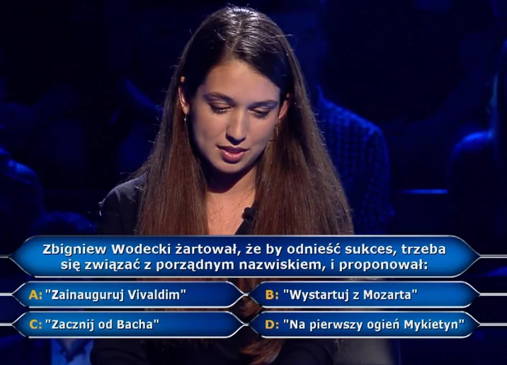 Weronika Bujnowska i jej muzyczne pytanie w "Milionerach"