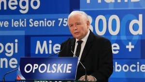 Prezes PiS Jarosław Kaczyński podczas spotkania wyborczego z mieszkańcami Opola