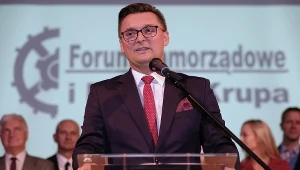 Prezydent Katowic Marcin Krupa podczas konwencji wyborczej swojego ugrupowania