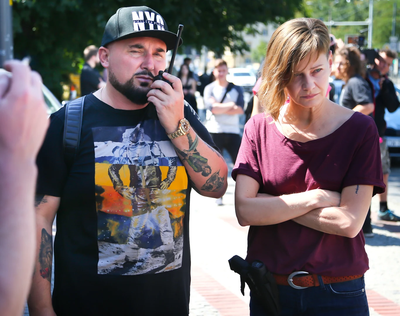 Patryk Vega z Małgorzatą Kożuchowską na planie filmu "Plagi Breslau", fot. PAWEL RELIKOWSKI / POLSKA PRESS