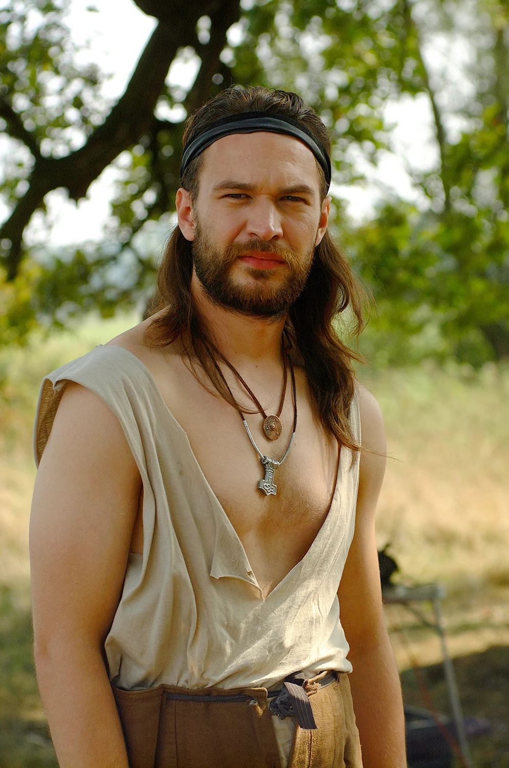 Michał Żebrowski jako Ziemowit, syn Piasta, na planie filmu "Stara baśń"
