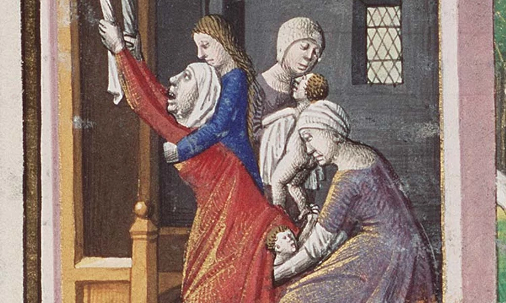 Poród wiązał się z ogromnym zagrożeniem nie tylko dla kobiety, ale i dla dziecka. Ilustracja z XV wieku (François Maitre/domena publiczna)