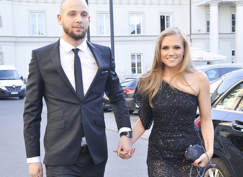 Agnieszka Kaczorowska z mężem