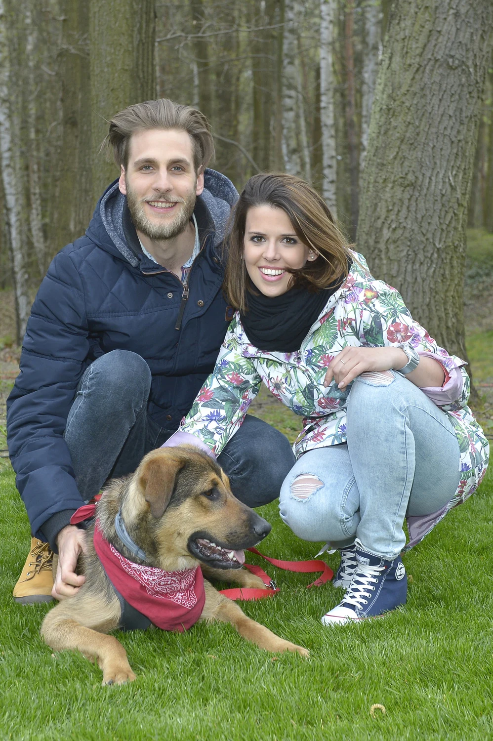 Tomasz Chrapusta i Monika Mazur z psem