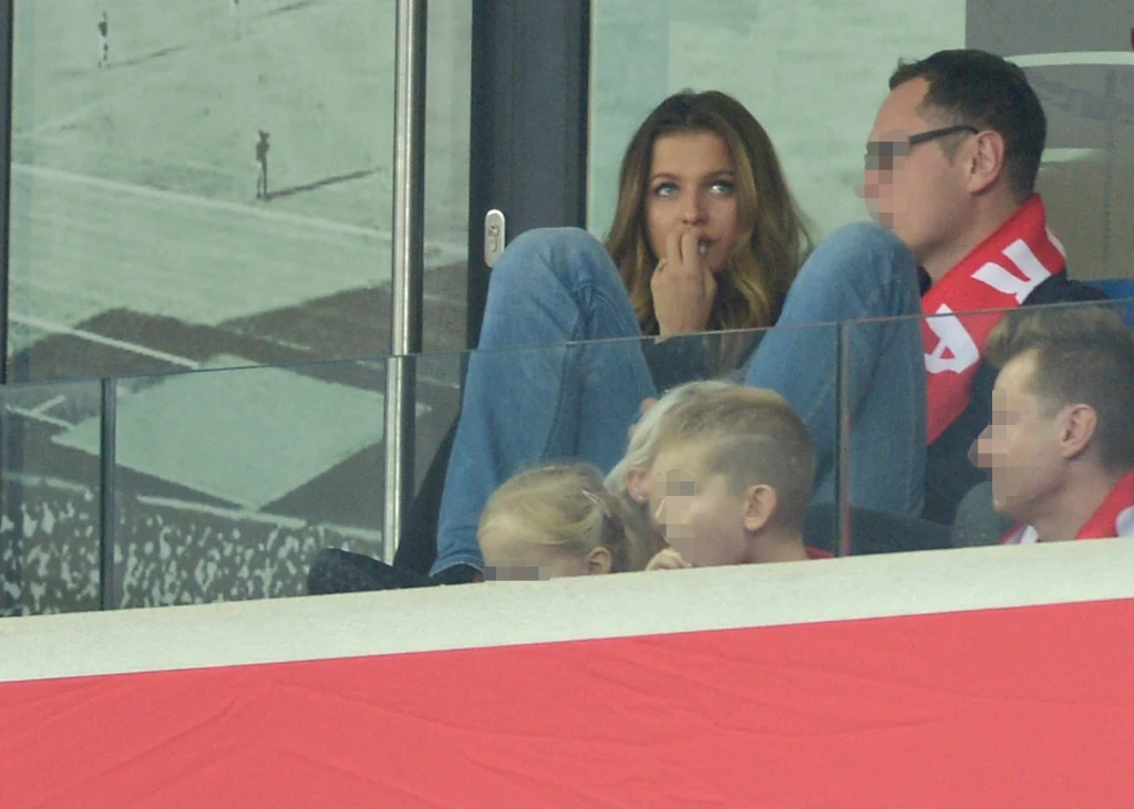 Anna Lewandowska na meczu Polska-Portugalia