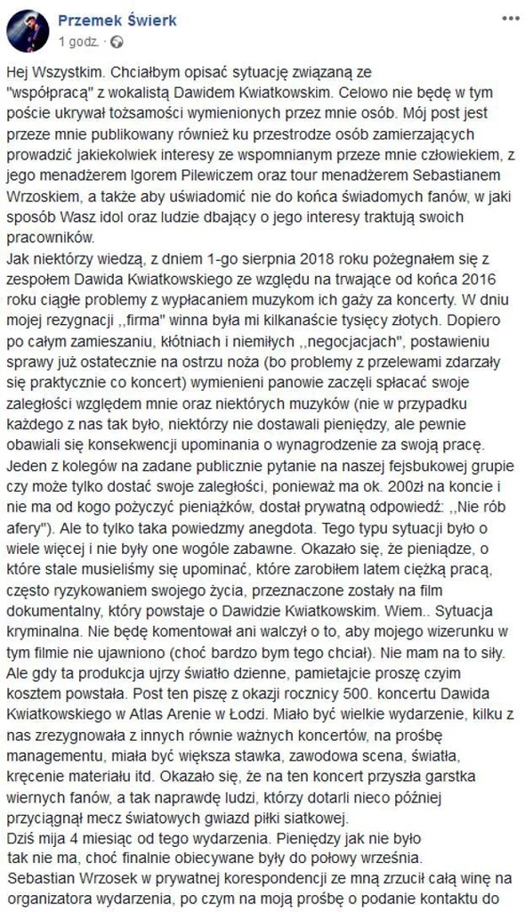 Przemek Świerk na Facebooku