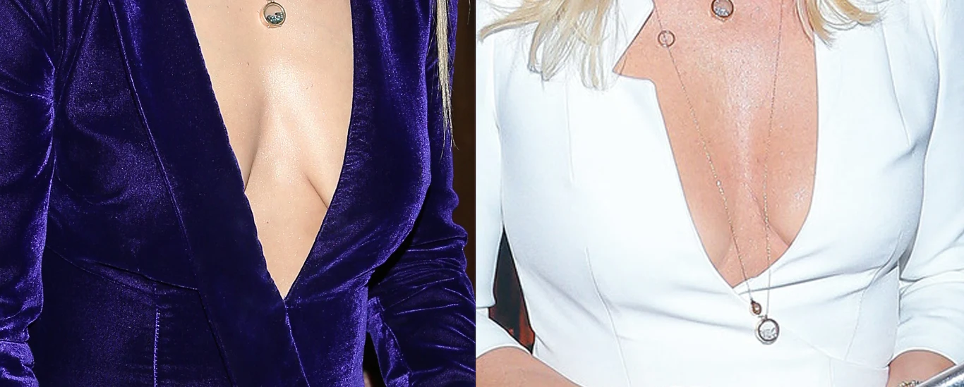 Po lewej dekolt Anny Lewandowskiej, a po prawej Grażyny Torbickiej