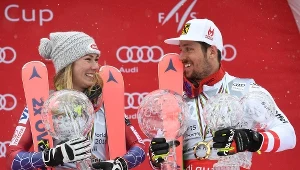 Mikaela Shiffrin (z lewej) i Marcel Hirscher