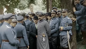 Józef Piłsudski w materiale filmowym, który znalazł się w obrazie "Niepodległość"