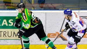 Radosław Nalewajka (z lewej) strzelił dwa gole dla JKH GKS-u Jastrzębie