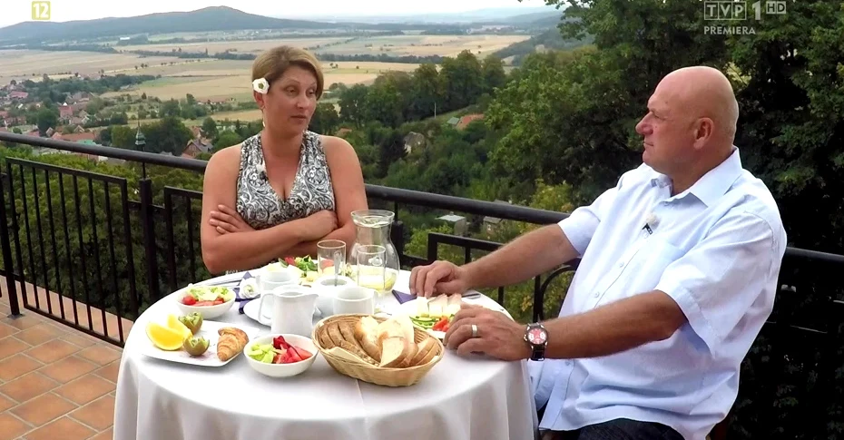 Małgosia i Jan podczas śniadania Małgosia i Jan podczas śniadania