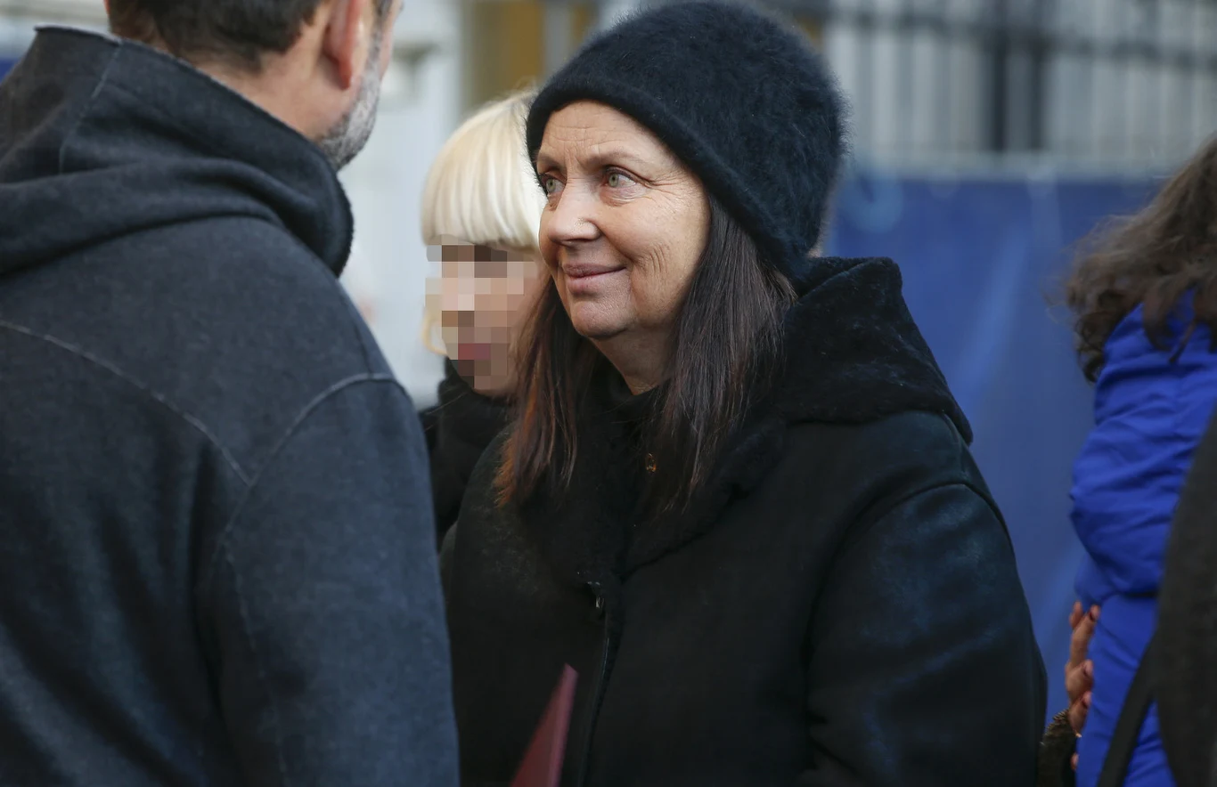 Hanna Mikuć na pogrzebie Witolda Sobocińskiego Hanna Mikuć na pogrzebie Witolda Sobocińskiego