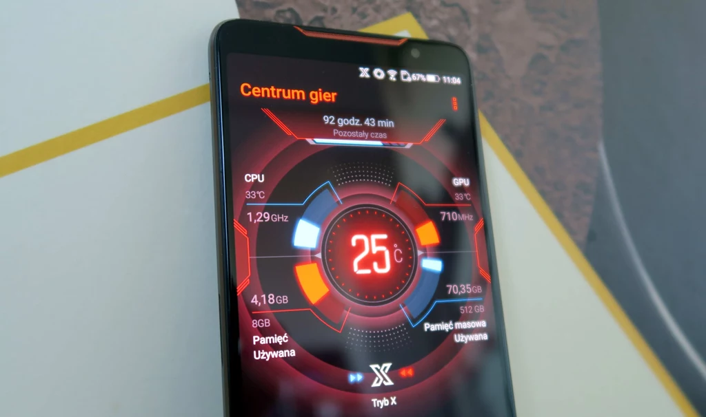 Asus ROG Phone - Tryb X, ustawienia Centrum Gry