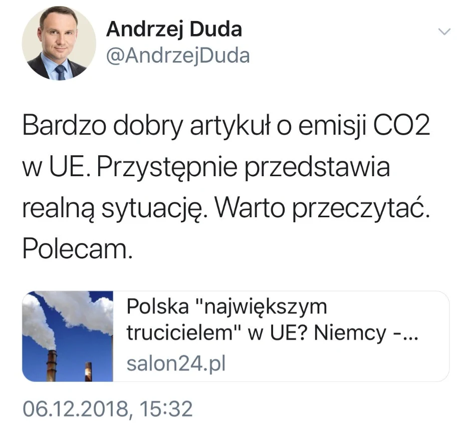 Usunięty wpis prezydenta Andrzeja Dudy Usunięty wpis prezydenta Andrzeja Dudy