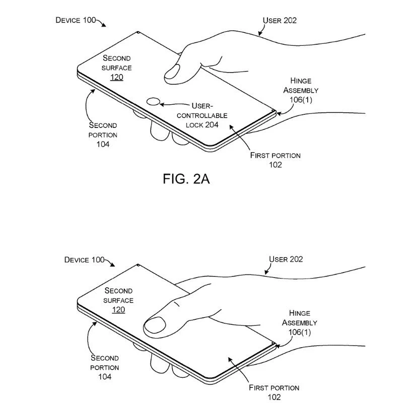 Patent składanego smartfona Microsoftu / fot. USPTO