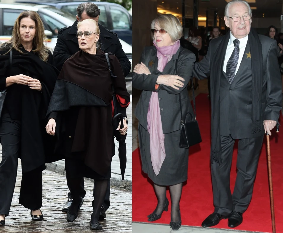 Karolina Wajda z Beatą Tyszkiewicz i Krystyna Zachwatowicz z Andrzejem Wajdą