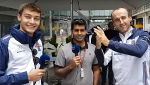George Russell (z lewej) i Robert Kubica (z prawej)
