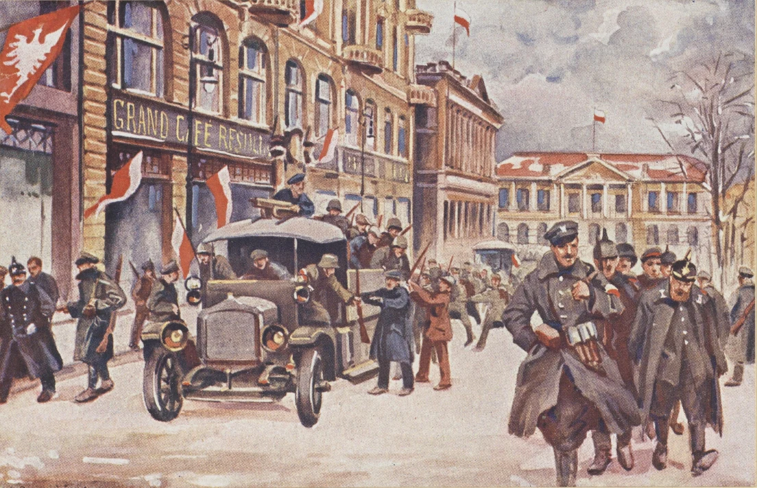 Rozdawania broni polskiej ludności na poznańskim Placu Wolności