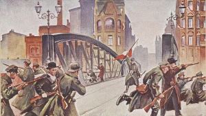 Walki w Poznaniu na obrazie Leona Prauzińskiego