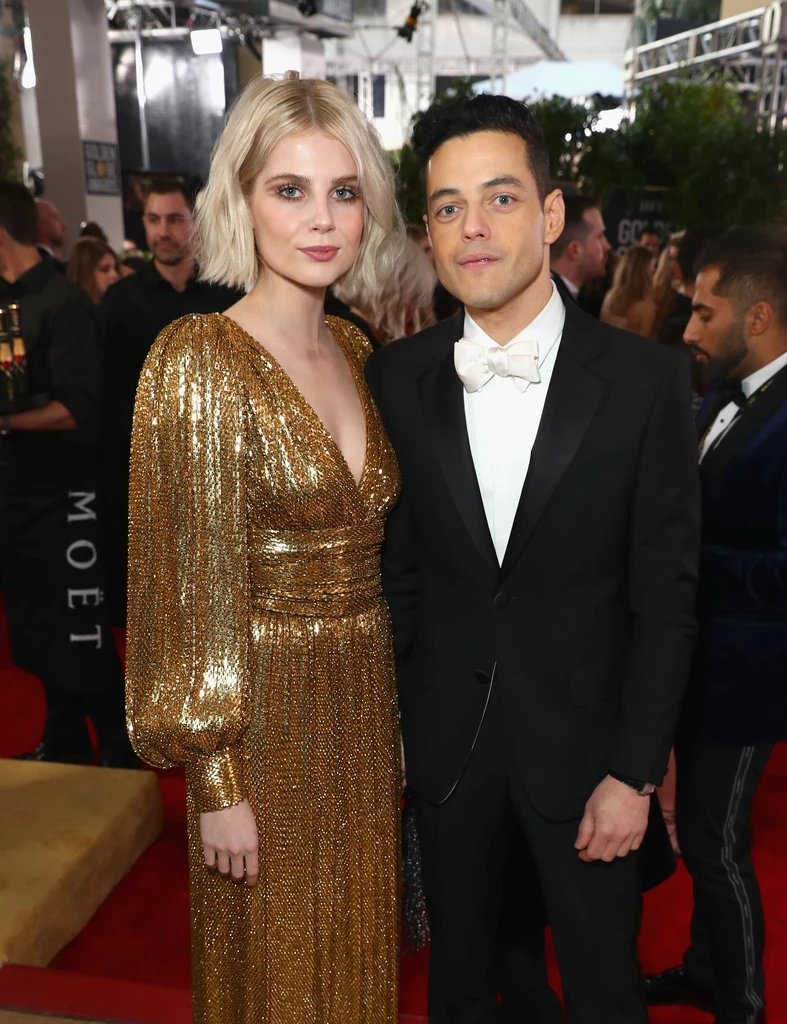 Lucy Boynton i Rami Malek podczas gali Złotych Globów