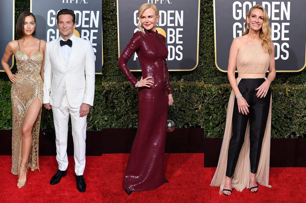 Irina Shayk (Versace) i Bradley Cooper (Gucci), Nicole Kidman (Michael Kors) i Julia Roberts (Stella McCartney)