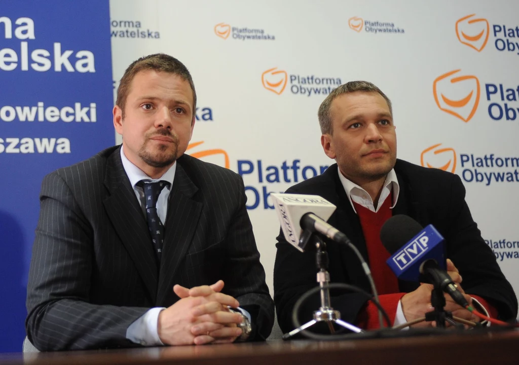 Rafał Trzaskowski i Michał Żebrowski, start kampanii do Parlamentu Europejskiego, rok 2009