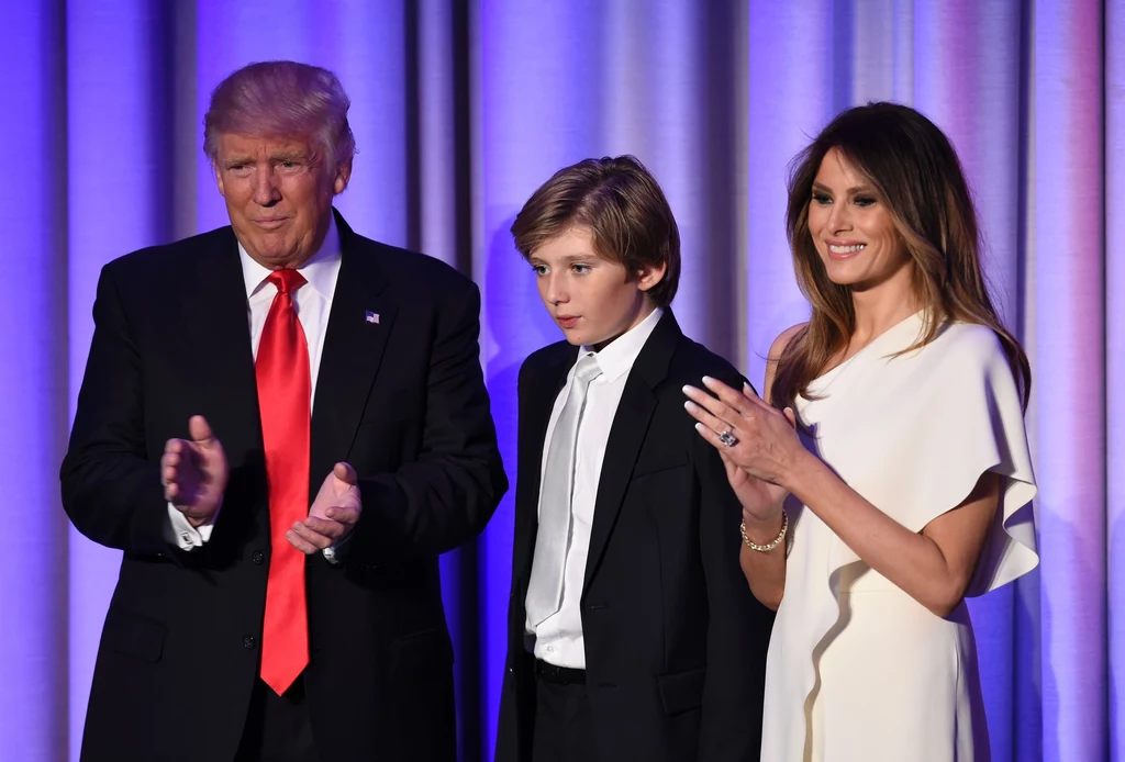 Donald Trump z żoną Melanią i synem Barronem w 2016 roku
