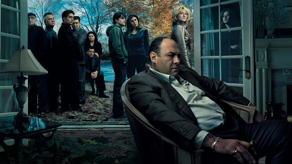 James Gandolfini na grafice promującej serial "Rodzina Soprano"