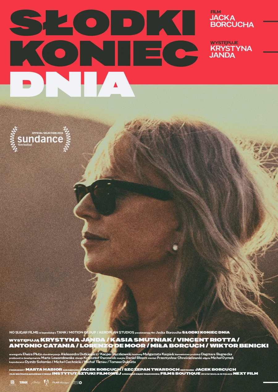 Krystyna Janda na plakacie filmu "Słodki koniec dnia"