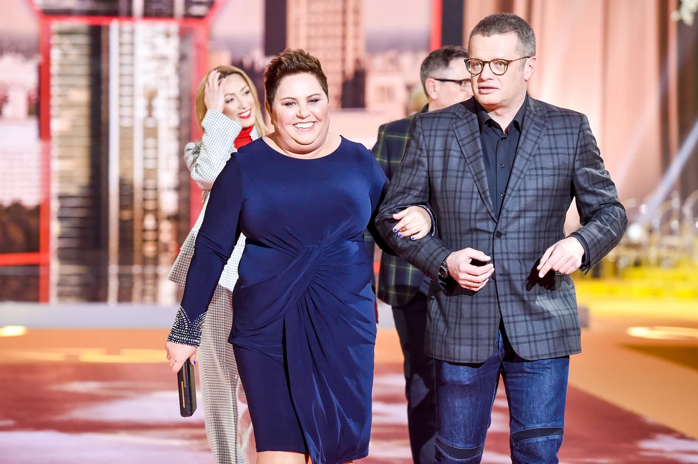 Dorota Wellman i Marcin Meller podczas konferencji ramówkowej TVN-u