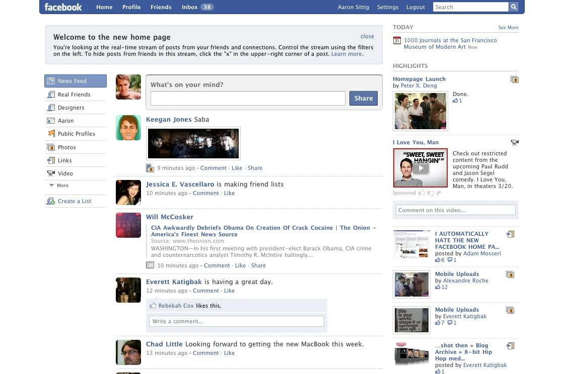 Facebook - rok 2009 Facebook - rok 2009