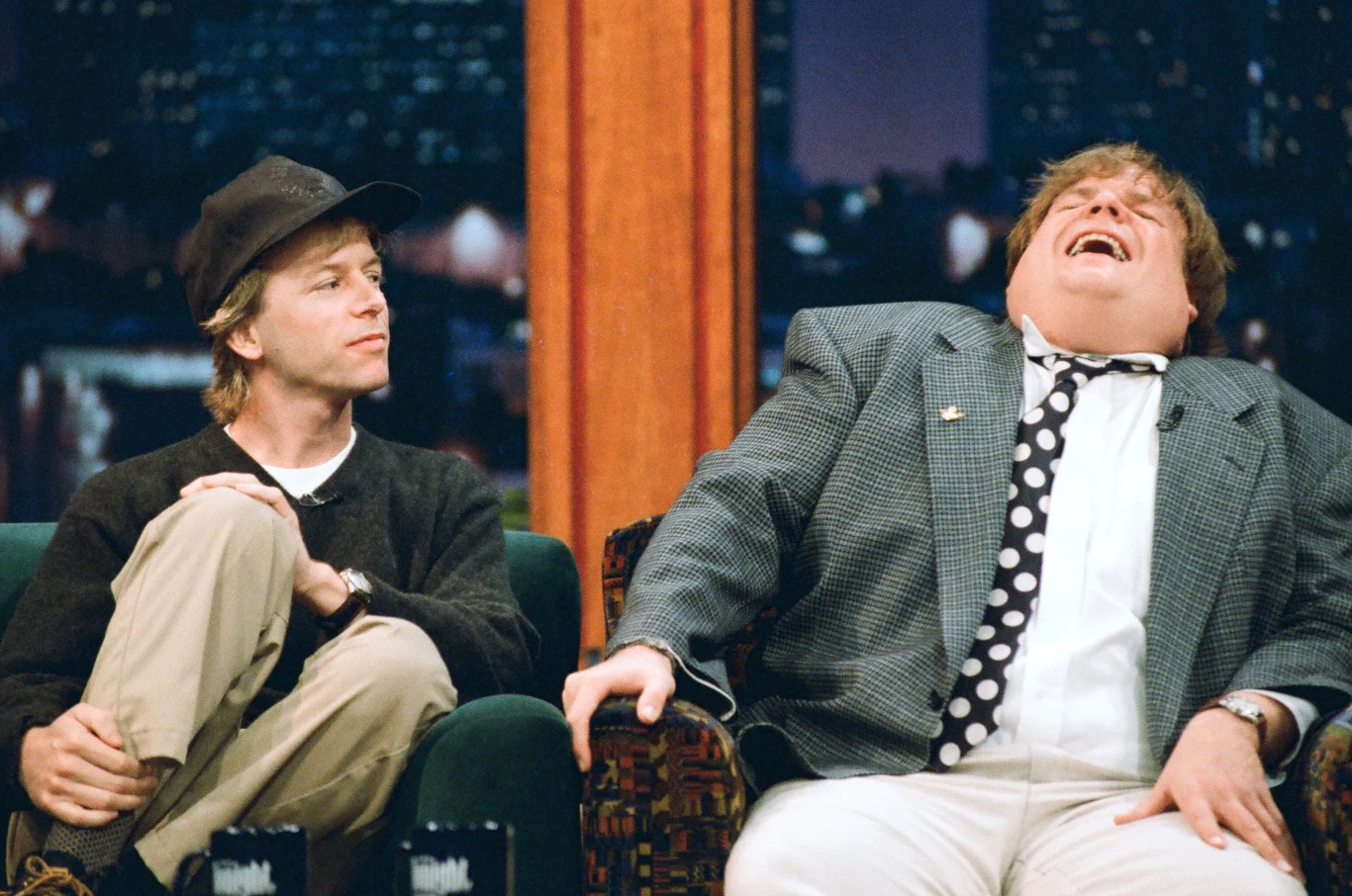 David Spade i Chris Farley w talk-show Jay'a Leno w 1995 roku