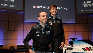 Robert Kubica i George Russell podczas prezentacji barw Williams Racing.