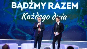 Prezes Jacek Kurski i Tomasz Kammel na prezentacji wiosennej ramówki TVP