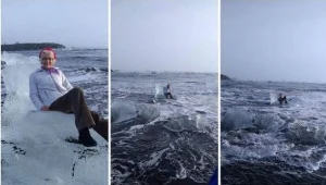 Usiadła na "lodowym tronie" i odpłynęła. Musieli ją ratować