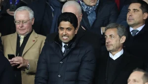 Prezes PSG Nasser Al-Khelaifi podczas meczu z Manchesterem United