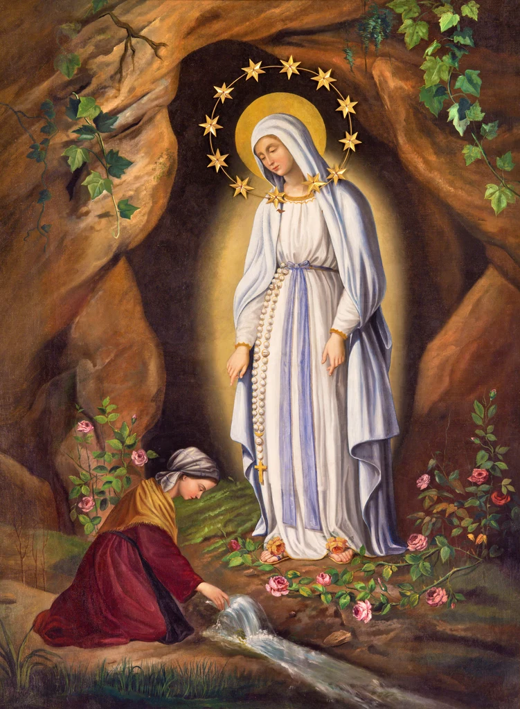 Popularny wizerunek przedstawiający Matkę Boską ukazującą się małej Bernadecie