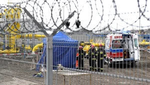 Miejsce wypadku na terenie węzła gazowego w Hermanowicach