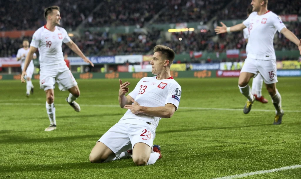 Krzysztof Piątek po strzeleniu gola 