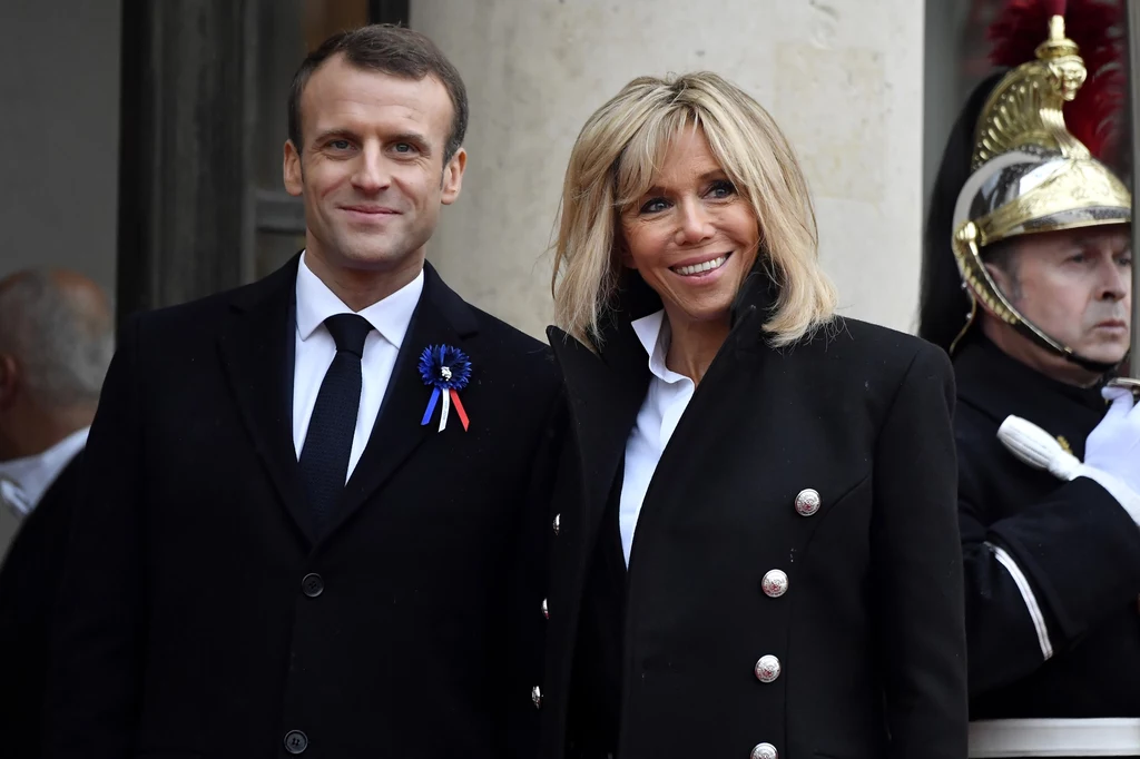 Prezydent Francji Emmanuel Macron z pierwszą damą Brigitte Macron