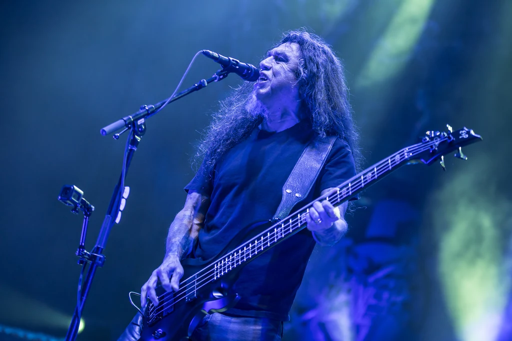 Tom Araya (Slayer) podczas koncertu w Łodzi w listopadzie 2018 r.