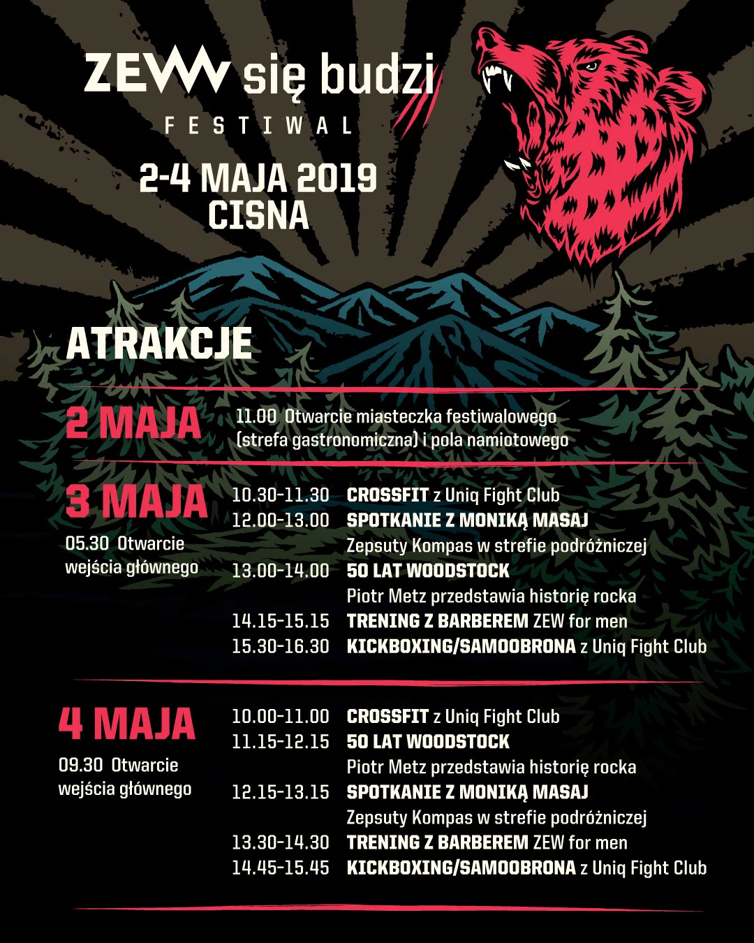 Rozkład atrakcji ZEW się budzi Festiwal 2019 Rozkład atrakcji ZEW się budzi Festiwal 2019