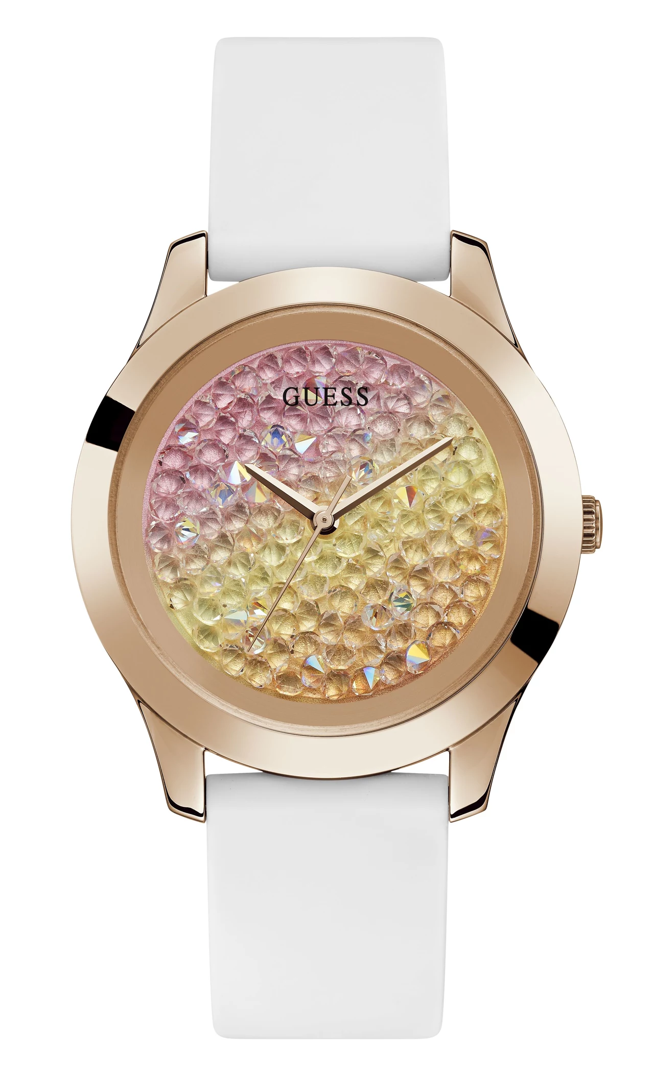 GUESS Crush to dwa modele – W1223L3 oraz W1223L1. Zegarki zostały zaprojektowane na lekkich silikonowych paskach połączonych z kopertą wykonaną ze stali szlachetnej. GUESS Crush to dwa modele – W1223L3 oraz W1223L1. Zegarki zostały zaprojektowane na lekkich silikonowych paskach połączonych z kopertą wykonaną ze stali szlachetnej.