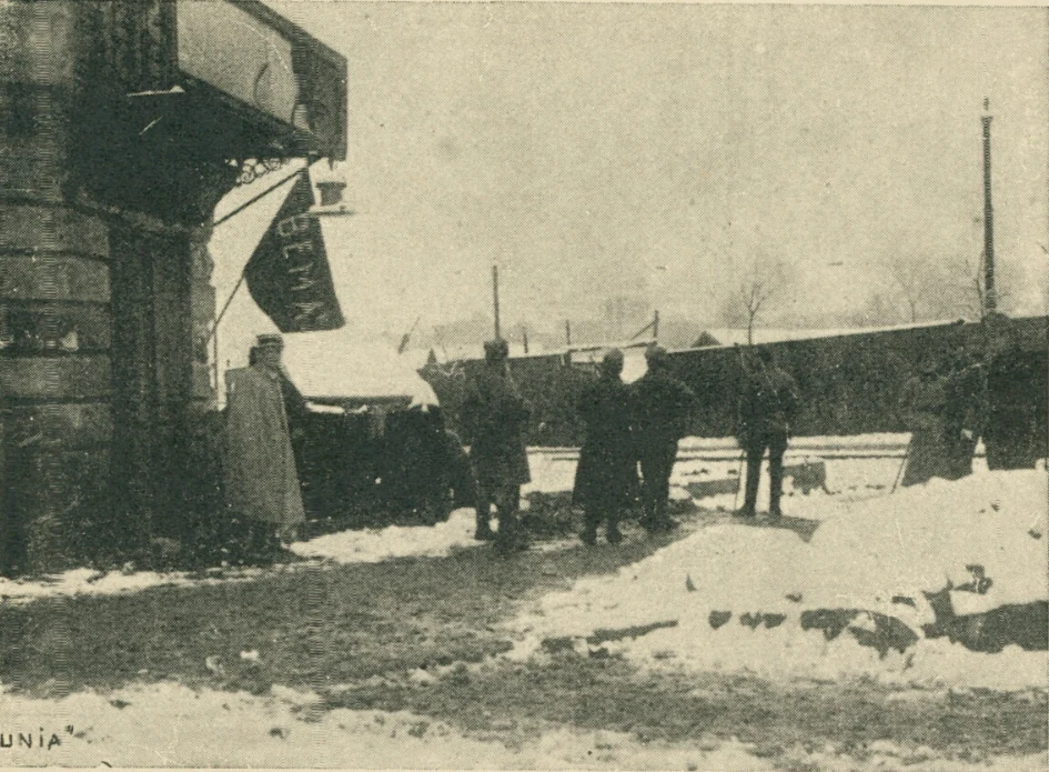 Lwów w czasie walk w listopadzie 1918 roku. na zdjęciu Placówka "Bema" Lwów w czasie walk w listopadzie 1918 roku. na zdjęciu Placówka "Bema"