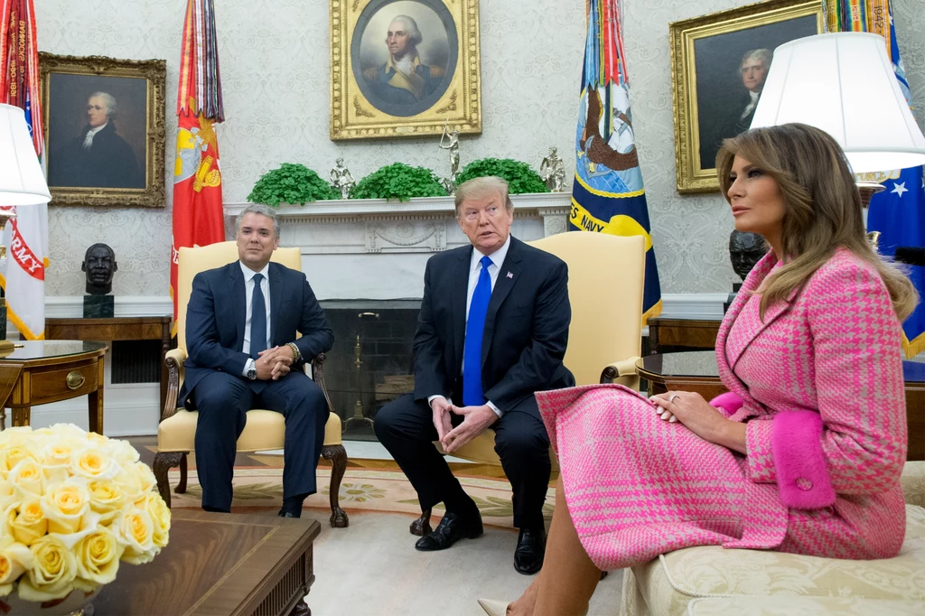 Donald Trump, Melania Trump wraz z parą prezydencką z Kolumbii Donald Trump, Melania Trump wraz z parą prezydencką z Kolumbii