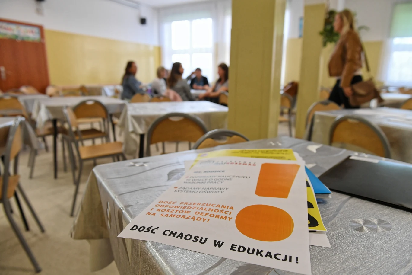 Strajkujący nauczyciele w jednej z podstawówek w Gdańsku