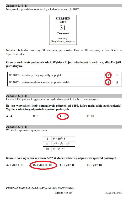 Egzamin ósmoklasisty 2019 - matematyka, str. 4