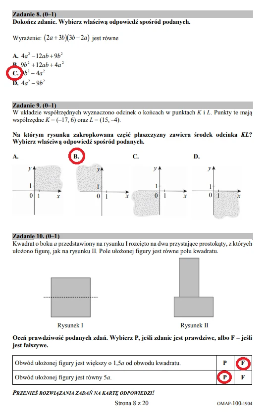 Egzamin ósmoklasisty 2019 - matematyka, str. 8